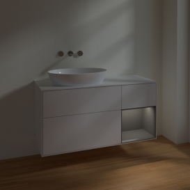 Тумба под раковину Villeroy & Boch Finion 120х50,1 см с подсветкой МДФ глянцевый белый лак/стекло белое матовое FA51GKGF
