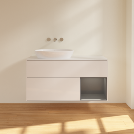 Тумба под раковину Villeroy & Boch Finion 120х50,1 см с подсветкой МДФ глянцевый белый лак/стекло белое матовое FA51GKGF