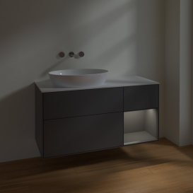 Тумба под раковину Villeroy & Boch Finion 120х50,1 см с подсветкой МДФ антрацит матовый лак/стекло белое матовое FA51GKGK