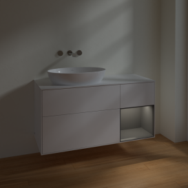 Тумба под раковину Villeroy & Boch Finion 120х50,1 см с подсветкой МДФ белый матовый лак/стекло белое матовое FA51GKMT