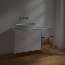 Тумба под раковину Villeroy & Boch Finion 120х50,1 см с подсветкой МДФ глянцевый белый лак/стекло белое матовое FA51GNGF