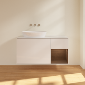 Тумба под раковину Villeroy & Boch Finion 120х50,1 см с подсветкой МДФ глянцевый белый лак/стекло белое матовое FA51GNGF