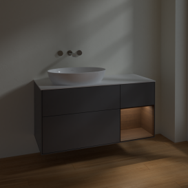 Тумба под раковину Villeroy & Boch Finion 120х50,1 см с подсветкой МДФ антрацит матовый лак/стекло белое матовое FA51GNGK