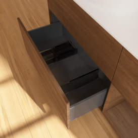 Тумба под раковину Villeroy & Boch Finion 120х50,1 см с подсветкой МДФ шпон грецкого ореха/стекло белое матовое FA51GNGN