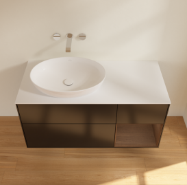 Тумба под раковину Villeroy & Boch Finion 120х50,1 см с подсветкой МДФ черный матовый лак/стекло белое матовое FA51GNPD