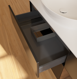 Тумба под раковину Villeroy & Boch Finion 120х50,1 см с подсветкой МДФ черный матовый лак/стекло белое матовое FA51GNPD