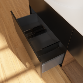 Тумба под раковину Villeroy & Boch Finion 120х50,1 см с подсветкой МДФ черный матовый лак/стекло белое матовое FA51GNPD