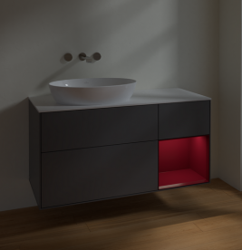 Тумба под раковину Villeroy & Boch Finion 120х50,1 см с подсветкой МДФ антрацит матовый лак/стекло белое матовое FA51HBGK