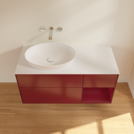 Тумба под раковину Villeroy & Boch Finion 120х50,1 см с подсветкой МДФ пион матовый лак/стекло белое матовое FA51HBHB