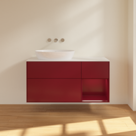 Тумба под раковину Villeroy & Boch Finion 120х50,1 см с подсветкой МДФ пион матовый лак/стекло белое матовое FA51HBHB