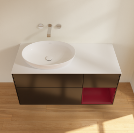 Тумба под раковину Villeroy & Boch Finion 120х50,1 см с подсветкой МДФ черный матовый лак/стекло белое матовое FA51HBPD