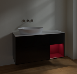 Тумба под раковину Villeroy & Boch Finion 120х50,1 см с подсветкой МДФ черный матовый лак/стекло белое матовое FA51HBPD