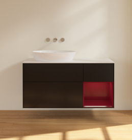 Тумба под раковину Villeroy & Boch Finion 120х50,1 см с подсветкой МДФ черный матовый лак/стекло белое матовое FA51HBPD