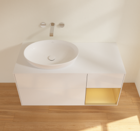 Тумба под раковину Villeroy & Boch Finion 120х50,1 см с подсветкой МДФ глянцевый белый лак/стекло белое матовое FA51HFGF