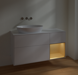 Тумба под раковину Villeroy & Boch Finion 120х50,1 см с подсветкой МДФ глянцевый белый лак/стекло белое матовое FA51HFGF