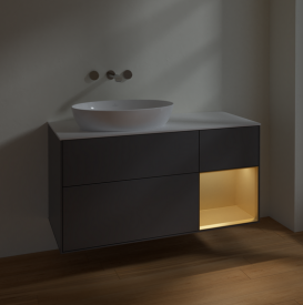 Тумба под раковину Villeroy & Boch Finion 120х50,1 см с подсветкой МДФ антрацит матовый лак/стекло белое матовое FA51HFGK