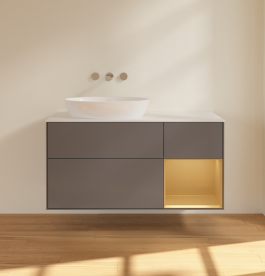 Тумба под раковину Villeroy & Boch Finion 120х50,1 см с подсветкой МДФ антрацит матовый лак/стекло белое матовое FA51HFGK