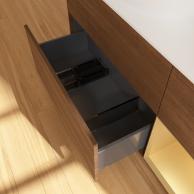 Тумба под раковину Villeroy & Boch Finion 120х50,1 см с подсветкой МДФ шпон грецкого ореха/стекло белое матовое FA51HFGN