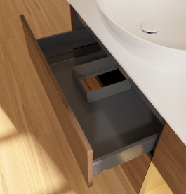 Тумба под раковину Villeroy & Boch Finion 120х50,1 см с подсветкой МДФ шпон грецкого ореха/стекло белое матовое FA51HFGN