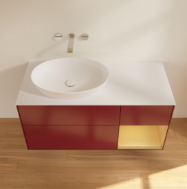 Тумба под раковину Villeroy & Boch Finion 120х50,1 см с подсветкой МДФ пион матовый лак/стекло белое матовое FA51HFHB