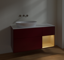 Тумба под раковину Villeroy & Boch Finion 120х50,1 см с подсветкой МДФ пион матовый лак/стекло белое матовое FA51HFHB