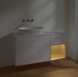 Тумба под раковину Villeroy & Boch Finion 120х50,1 см с подсветкой МДФ белый матовый лак/стекло белое матовое FA51HFMT