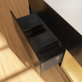 Тумба под раковину Villeroy & Boch Finion 120х50,1 см с подсветкой МДФ черный матовый лак/стекло белое матовое FA51HFPD