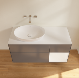 Тумба под раковину Villeroy & Boch Finion 120х50,1 см с подсветкой МДФ антрацит матовый лак/стекло белое матовое FA51MTGK