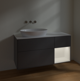 Тумба под раковину Villeroy & Boch Finion 120х50,1 см с подсветкой МДФ антрацит матовый лак/стекло белое матовое FA51MTGK