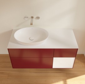 Тумба под раковину Villeroy & Boch Finion 120х50,1 см с подсветкой МДФ пион матовый лак/стекло белое матовое FA51MTHB