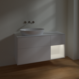 Тумба під раковину Villeroy & Boch Finion 120х50,1 см із підсвічуванням МДФ білий матовий лак/скло біле матове FA51MTMT