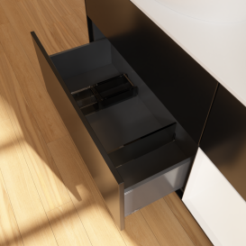 Тумба под раковину Villeroy & Boch Finion 120х50,1 см с подсветкой МДФ черный матовый лак/стекло белое матовое FA51MTPD