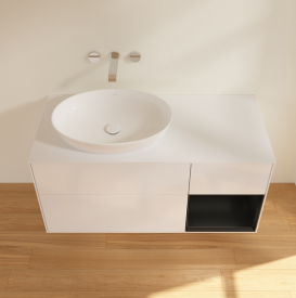 Тумба под раковину Villeroy & Boch Finion 120х50,1 см с подсветкой МДФ глянцевый белый лак/стекло белое матовое FA51PDGF