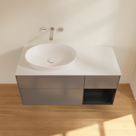 Тумба под раковину Villeroy & Boch Finion 120х50,1 см с подсветкой МДФ антрацит матовый лак/стекло белое матовое FA51PDGK