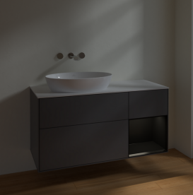 Тумба под раковину Villeroy & Boch Finion 120х50,1 см с подсветкой МДФ антрацит матовый лак/стекло белое матовое FA51PDGK