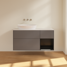 Тумба под раковину Villeroy & Boch Finion 120х50,1 см с подсветкой МДФ антрацит матовый лак/стекло белое матовое FA51PDGK