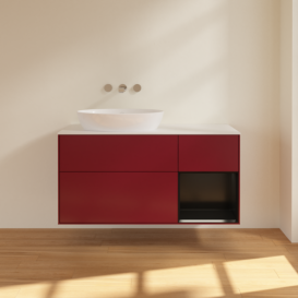 Тумба под раковину Villeroy & Boch Finion 120х50,1 см с подсветкой МДФ пион матовый лак/стекло белое матовое FA51PDHB