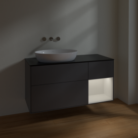 Тумба под раковину Villeroy & Boch Finion 120х50,1 см с подсветкой МДФ антрацит матовый лак/стекло черное матовое FA52GFGK