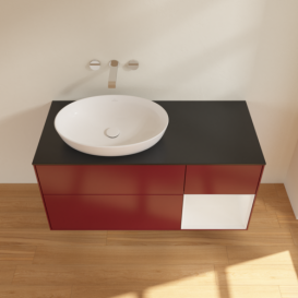 Тумба под раковину Villeroy & Boch Finion 120х50,1 см с подсветкой МДФ пион матовый лак/стекло черное матовое FA52GFHB