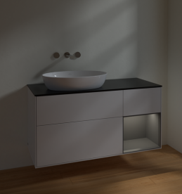 Тумба под раковину Villeroy & Boch Finion 120х50,1 см с подсветкой МДФ глянцевый белый лак/стекло черное матовое FA52GKGF