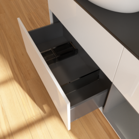 Тумба под раковину Villeroy & Boch Finion 120х50,1 см с подсветкой МДФ глянцевый белый лак/стекло черное матовое FA52GKGF