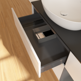 Тумба под раковину Villeroy & Boch Finion 120х50,1 см с подсветкой МДФ глянцевый белый лак/стекло черное матовое FA52GKGF