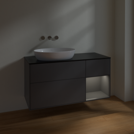 Тумба под раковину Villeroy & Boch Finion 120х50,1 см с подсветкой МДФ антрацит матовый лак/стекло черное матовое FA52GKGK