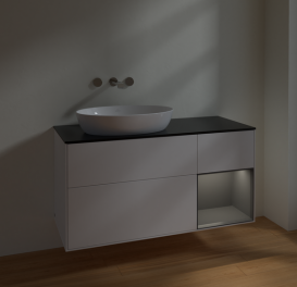 Тумба под раковину Villeroy & Boch Finion 120х50,1 см с подсветкой МДФ белый матовый лак/стекло черное матовое FA52GKMT