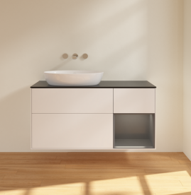 Тумба под раковину Villeroy & Boch Finion 120х50,1 см с подсветкой МДФ белый матовый лак/стекло черное матовое FA52GKMT