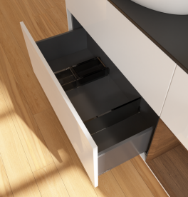 Тумба под раковину Villeroy & Boch Finion 120х50,1 см с подсветкой МДФ глянцевый белый лак/стекло черное матовое FA52GNGF