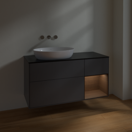 Тумба под раковину Villeroy & Boch Finion 120х50,1 см с подсветкой МДФ антрацит матовый лак/стекло черное матовое FA52GNGK