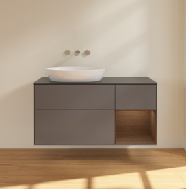 Тумба под раковину Villeroy & Boch Finion 120х50,1 см с подсветкой МДФ антрацит матовый лак/стекло черное матовое FA52GNGK