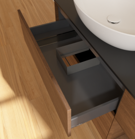 Тумба под раковину Villeroy & Boch Finion 120х50,1 см с подсветкой МДФ шпон грецкого ореха/стекло черное матовое FA52GNGN