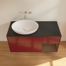 Тумба под раковину Villeroy & Boch Finion 120х50,1 см с подсветкой МДФ пион матовый лак/стекло черное матовое FA52GNHB